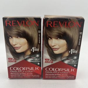 2 x Revlon 50 Colorsilk Beautiful Color, Light Ash Brown - With Keratin